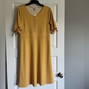 Christopher & Banks Yellow Polka Dot Dress Small S NWT